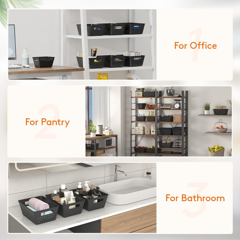 Lifewit Plastic Storage Basket, 12 Pack Stackable Storage Bins for