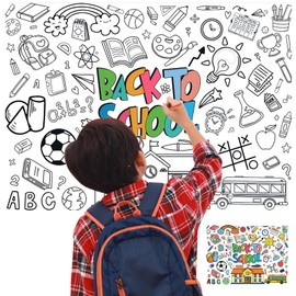 Back to School Coloring Posters for Kids, Large Coloring Poster Kids Coloring Tablecloth, Welcome Back Coloring Sheets Coloring Table Cloth for Classroom Activity Craft, Back to School Supplies