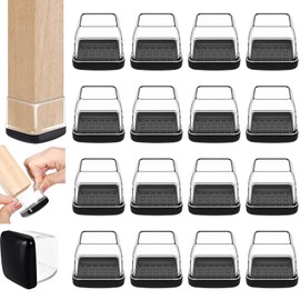 Chair Sliders for Carpet, 16PCS Furniture Sliders for Carpeted Floors & Hardwood Floors, Square Chair Glide Pads for Quickly and Easily Moving Furniture, Protect Floor(Clear, Fit 1"-1.4")