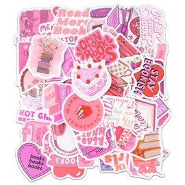 SSKHE 60 PCS Book Series Stickers Pack, Aesthetic Vinyl Stickers Pink Book Stickers Pack for Scrapbook, Bookish Stickers for Kindle Pack for Scrapbook, Notebook, Laptop, Suitcase, Guitar, Skateboard