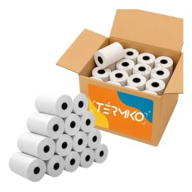 50 Rollos Papel Térmico 57x40 mm Impresora Portátil 58mm Color Blanco TERMIKO                                                                         