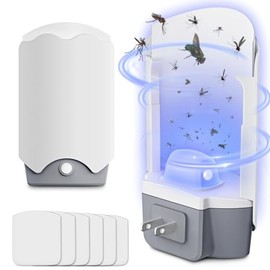 Forhimn Fly Trap Indoor, 2 Plug-in Fly Catchers with 6 Glue Card Refills, Fruit Fly & Gnat Trap for Home, Sticky Trap for Flies, Gnats & Moths, Non-Toxic & Mess-Free Indoor Insect Catcher