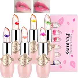Cristal Flor Lápices Labiales Bálsamo Labial Nutritivo de Larga Duración, Hidratante de Labios Brillo Labial de Cambio de Color Mágico de Temperatura, Paquete de 6 Lipstick