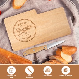 Geschenke für Papa Geschenk Vatertagsgeschenk für Papa Geschenkset Frühstücksbrettchen “Bester Papa der Welt ” Holz Schneidebrett für Vatertag Jausenbrett Bester Papa Geschenke | Geburtstagsgeschenk