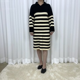 Striped Knit Maternity Dress BJ-H34N03 Black
