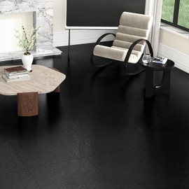 Black Peel and Stick Floor Tile Matte Vinyl Flooring Waterproof Bathroom Floor Tile Self Adhesive Stick on Floor Tiles 12"x12" Vinyl Kitchen Flooring for Bedroom 4-Pack Garage Floor Tiles