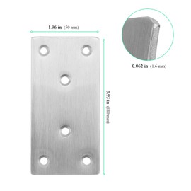 SENJEOK 50 PCS 2 x 4 Inch Flat Mending Plate, Sliver Metal Flat Joining Brackets with Screw, Stainless Steel Straight Brace for Wood, Furniture