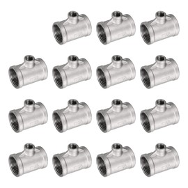 uxcell Stainless Steel 304 Cast Pipe Fitting 1 BSPT x 1/4 BSPT x 1 BSPT Female Tee Shaped 3 Way Connector Coupler