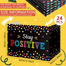Honoson 24 Pcs Bulk Inspirational Privacy Folders for Students Cardboard Test Privacy Boards Motivational Words Desk Dividers Shield for Classroom School Study Supplies, 6 Styles(Motivational)