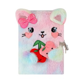 YankMooM Cat Secret Diary with Lock for Girls, Tie-Dye Kids Journal Hardcover Creative Notebook for Writing and Drawing with Stickers