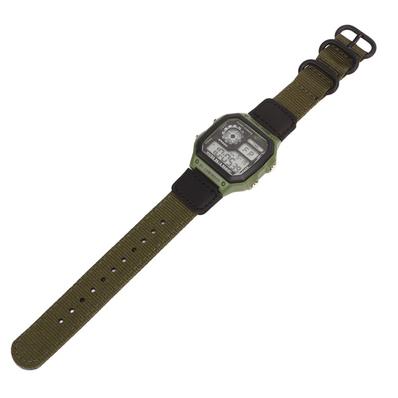 Digital Sport Watch Canvas Strap Luminous Waterproof Retro Sport Watch