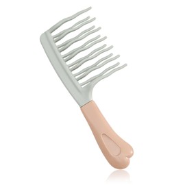 Upgraded Wide Tooth Comb for Curls, Detangling Comb with Double Row Wavy Tooth for Curly/Wavy/Thick/Long/Wet & Dry Hair, Detangler Hair Brush Large Tooth Shower Hair Comb for Women Girl Men (Green)