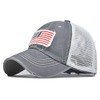 Distressed Ponytail Hat for Women American-Flag Pony Tail Caps High Bun (Mesh America Flag Grey, Adjustable)