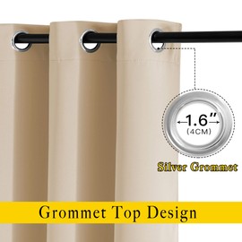 NICETOWN Cortinas Opacas para Dormitorio, Tratamiento de Ventana, Aislamiento térmico, Ojales sólidos, para Cocina/café(Beige Biscotti, 1 Par, 86 x 127 CM)