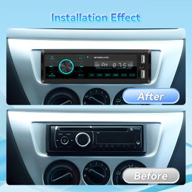 1 DIN Car Radio - Bluetooth Car Radio with Bluetooth Hands-Free Kit, FM Radio, AUX/TF/USB Input, Steering Wheel Control, Button Lighting Settings