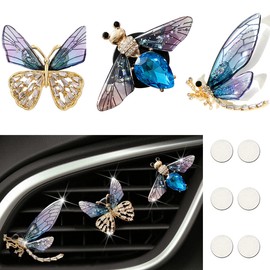 Car Air Vent Clip, 3 Pcs Bee Butterfly Dragonfly Car Air Fresheners Vent Clips Car Aromatherapy Diffuser Vent Clip Car Decoration Interior Decor Car Accessories for Women(Blue)