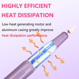 LiQiAMEi Nail Drill, 20,000RPM Rechargeable Cordless Nail Drill, 13 in 1 Professional Electric Nail Drill, Touch Control Portable Nail Drill for Acrylic, Gel, Dip Powder, Pedicure, Shape (Purple)