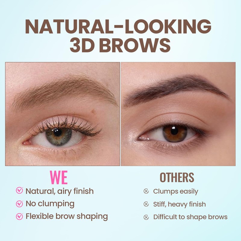 2 Pack Tinted Brow Gel, Waterproof Eyebrow Mascara for Fluffy