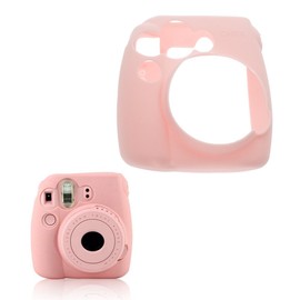 FoRapid Soft Silicone Skin Cover Jelly Shell Camera Case Compatible with Instant Film Cameras + Instant Film Camera Case Bag - Pink