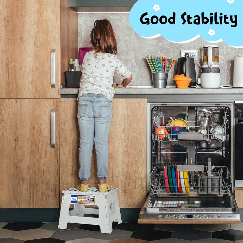 ACKO Folding Step Stool 9 Inch 300 lb Capacity, Plastic