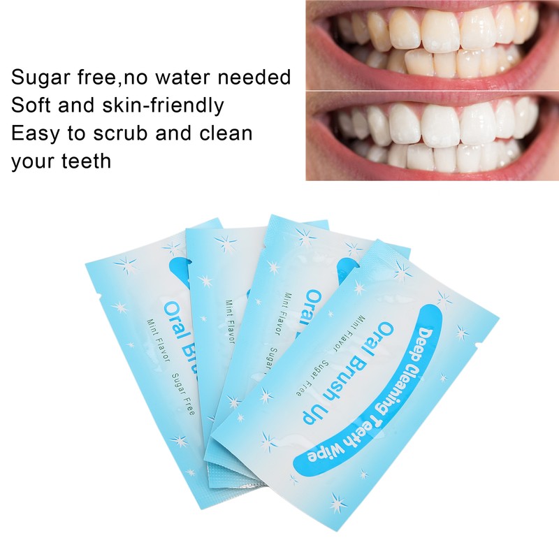 50pcs Disposable Finger Teeth Wipes Travel Portable Cleaning Dirt Removal