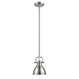 Golden Lighting 3604-M1L PW Duncan Mini Pendant, Pewter with Pewter Shade