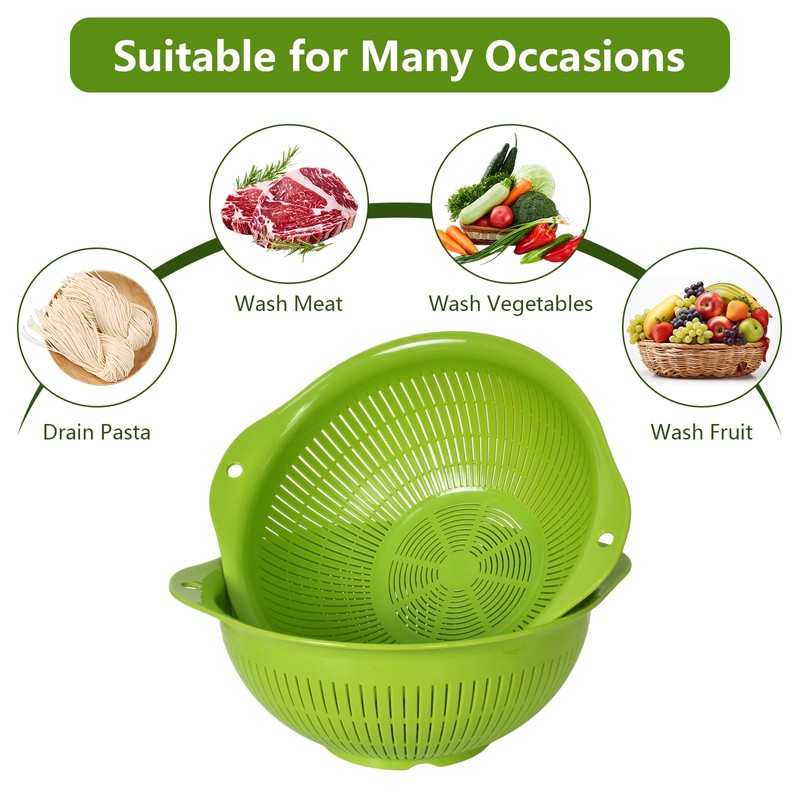 2 Plastic Colander – BPA-Free Kitchen Sieve with Handles for