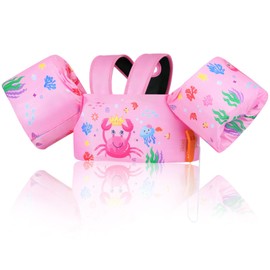 MoKo Swim Arm Band for Kids 20-30-40-50lbs, Clearance Toddler Swim Vest Cute Cartoon Swimming Wings Pool Floats Sleeve Children Water Sports Learning Swim Training Equipment, Pink Crab