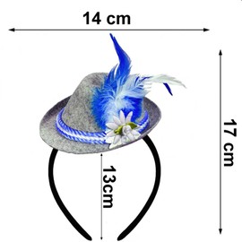 Hatstar Mini Tyrolean Hat | Seppel Hat Headband with Feather | Seppl Hat Headband for October Party | Costume Accessory for Men and Women (Seppel Hat Blue)