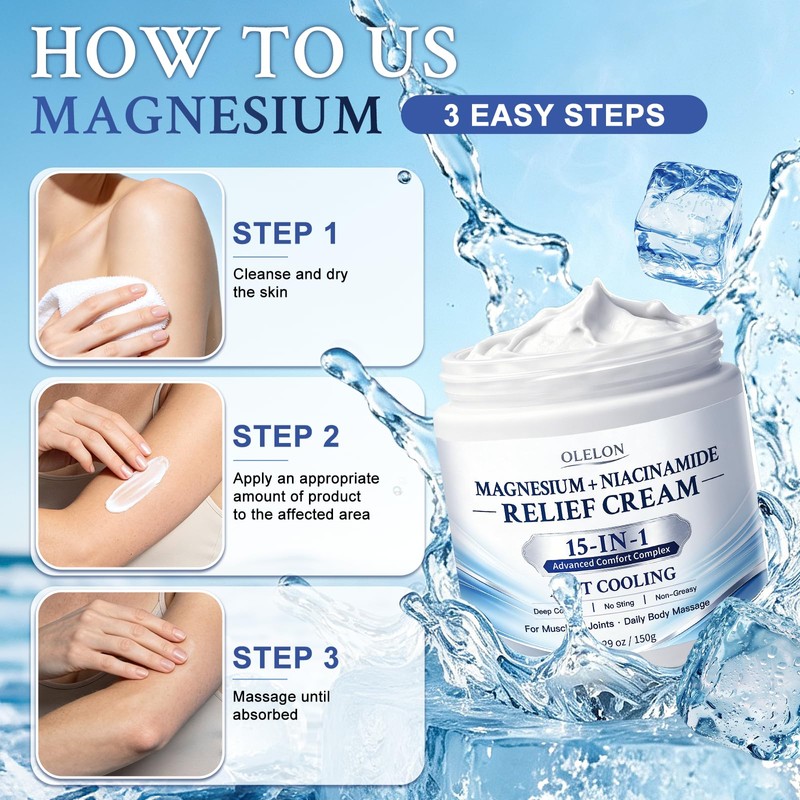 Magnesium Niacinamide Freeze Relief Cream for Joints, Knees, Feet &