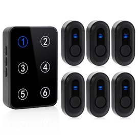 Wireless Caregiver Pager Call Button Nurse Call System 500Ft Range with LED Number Display for Elderly/Patient/Disabled at Home/Hospital/Clinic(6 Waterproof Call Button & 1 Receiver)