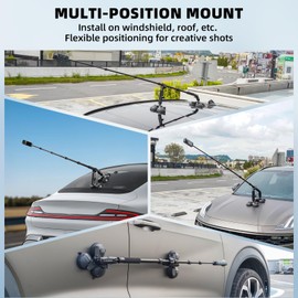 BRDRC Suction Cup Car Mount for Insta360 X5 X4 X3, Window Windshield Mount Kit with 1.5M Extension Pole Selfie Stick for Insta 360 X5 X4 X3 X2 X ONE RS R Go 3S Ace Pro, for GoPro Camera Accessories