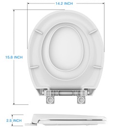 Round Toilet Seat Soft Close 17'' with Toddler Seat Built In, Potty Training Toilet Seat Round Fits Both Adult and Child, with Slow Close and Magnets,Easy Installation & Release- White