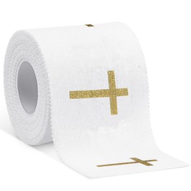 Geiserailie Christian Athletic Tape with Cross 2IN X 23FT Religious Cotton Sport Tape Wrist Ankle Tape for Sports Tennis Gymnastics Trainers Boxing Athlete First Aid Injury Wrap (Gold)