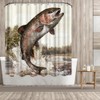 OuElegent Fish Shower Curtain Trout Fish Jumping Bathroom Curtain Lake