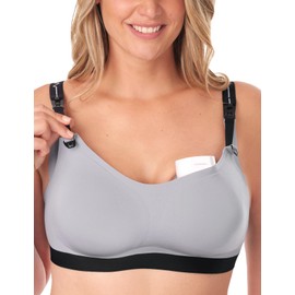 Momcozy Pumping Bra for Wearable Breast Pump, Nursing & Pumping Bra in One, Hands Free Pump Bra Suitable for M5, S12 Pro, etc Grey