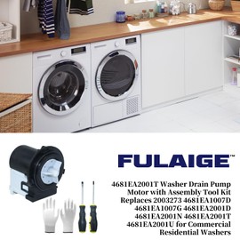 FULAIGE 4681EA2001T Washer Drain Pump Motor with Assembly Tool Kit Replaces AP5328388 4681EA1007G 4681EA1007D 4681EA2001N for Washer Drain Pump WM2101HW WM3270CW WM3431HS WM3770HVA