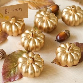 Kate Aspen - Portatarjetas de calabaza dorada (juego de 6), ajuste de lugar, perfecto para decoración de mesa de Acción de Gracias, bodas temáticas de otoño, brunches de novia