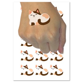 Sleepy Cat Loaf Temporary Tattoo Water Resistant Fake Body Art Set Collection - 15 2" Tattoos (1 Sheet)