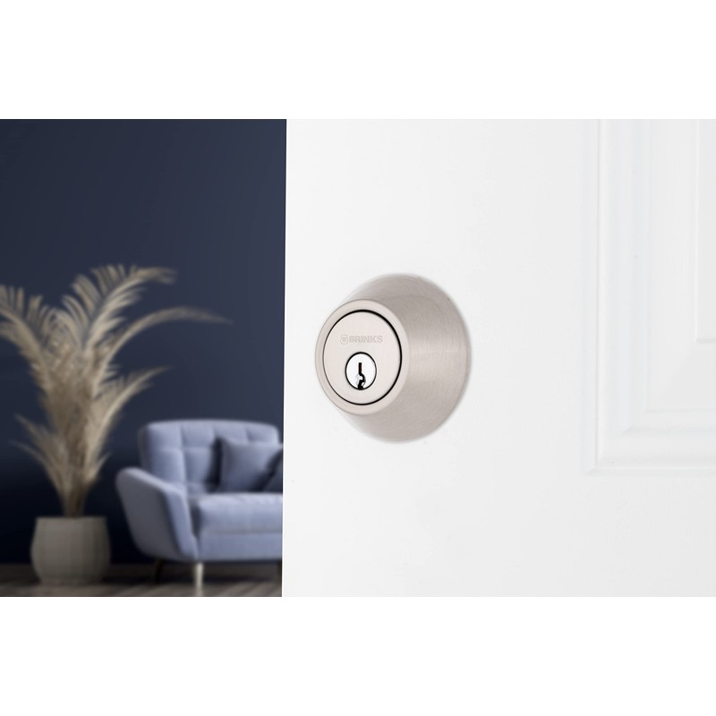 BRINKS - Transitional Single Cylinder Deadbolt, Satin Nickel - Built
