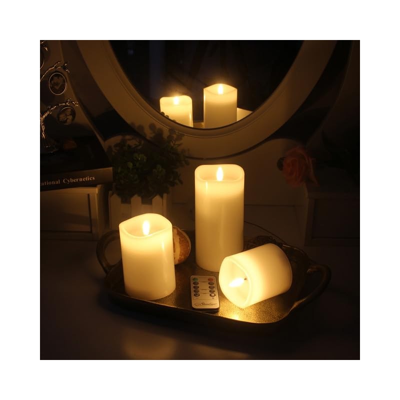 Stonebriar 3 Pack White Real Wax Assorted Size Flameless LED