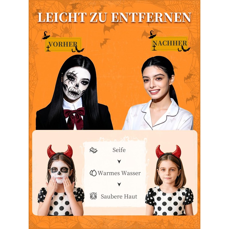 Oiomniv Halloween Make-Up Black White Set Carnival Make-Up Face Paint