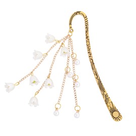 Berirexrion Flower Metal Bookmark Gifts - Charm Gold Floral Book Marks Y2k Beads Aesthetic Page Marker Reading Lovers Women Girls Bookish Friends Birthday Students Teachers School Office Accessories