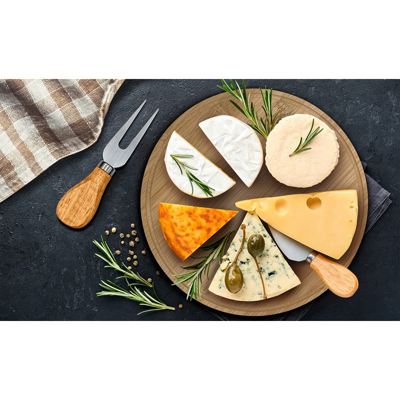 Eternal Living 10” Round Cheese Bamboo Board Set with Cheese