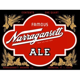 Narragansett Ale of Cranston, RI New Metal Sign: Lg. Size, 12x16" & Free Ship