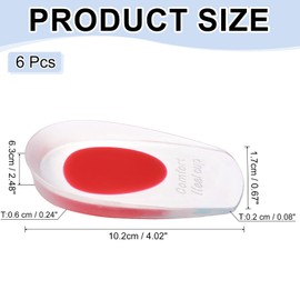 PATIKIL Gel Heel Cups, 3 Pairs Silicone Heel Pads for Heel Pain Protector Gel Heel Cushions Plantar Inserts for Men/Women Bone Spur Pain Support Red, Small