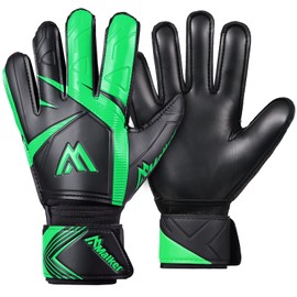 Malker Goalkeeper Gloves Football Gloves with Super Grip Palms Non-slip Abrasion-resistant Latex Palm Double Layer Wristband Protection Soccer Goalie Glove for Kids Youth Adult Green Size 7