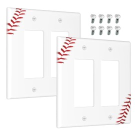 WMHUSU Decorative Outlet Covers Colorful Baseball Ball Sport White 2 Gang Wall Plate Cover Double Rocker Decora Light Switch Covers Plate Jumbo Dual Electrical GFCI Switch Plate Cover（2Pack）