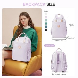 HYC00 School Backpack Womens Casual Daypack Backpack for School Waterproof School Bags for Teenager Rucksack College Backpack High School Backpack Bookbag Fit 14 Inch Laptop Rucksack,Light Purple