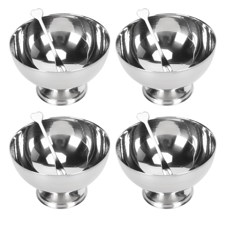 4Pcs Stainless Steel Dessert Bowl Multi Functional Drop Resistant Rustproof